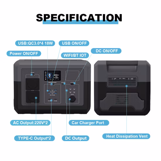 Alimentatore portatile per accumulo di energia da esterno 600 W, 1200 W, 1800 W