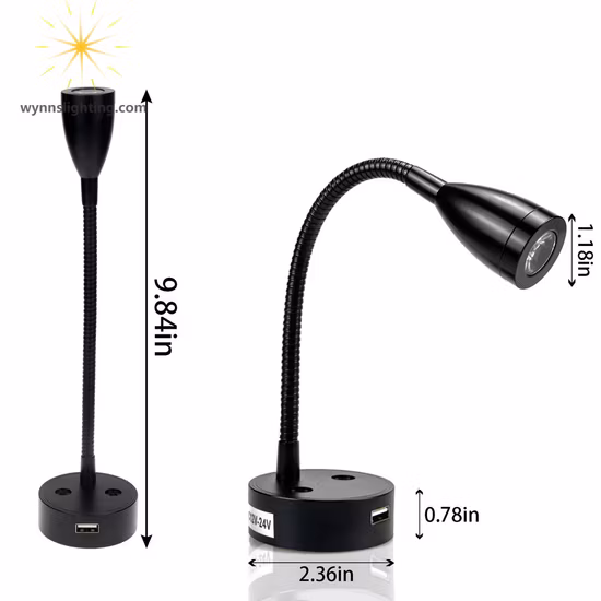 Tianhua Lampada da tavolo per lettura per unghie a LED con batteria 3AAA regolabile leggera e regolabile a 3 dimmer con porta USB e caricatore