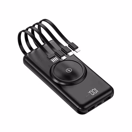 Nuovo power bank portatile da 10000 mAh, display LCD a 4 righe integrato, ricarica wireless, alimentazione mobile, grande capacità, fabbrica di power bank
